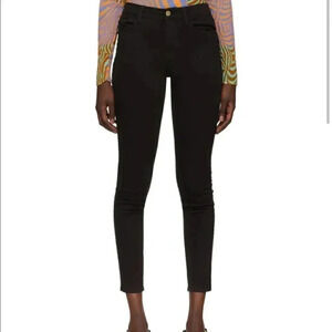 FRAME denim | Black 'Le Skinny High' Jeans in  Film Noir